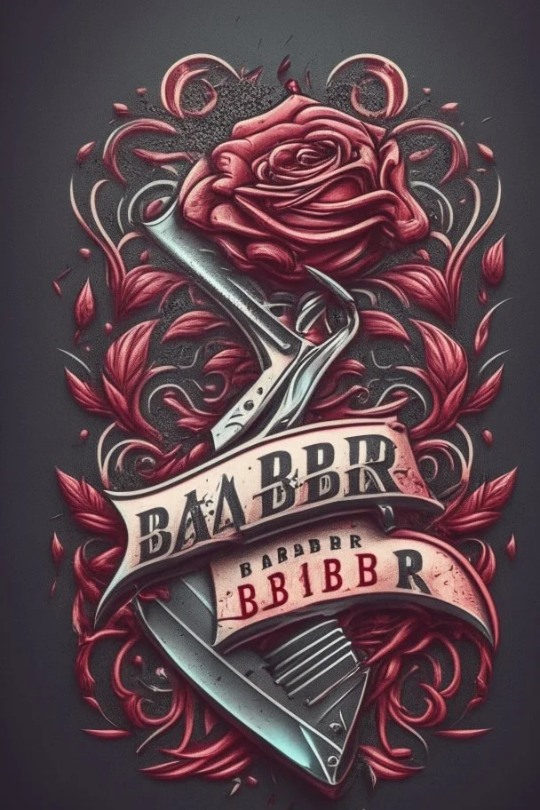 rose mit rasiermesser, haarschneidemaschine und diamant über schriftzug,firmenlogo für friseur barber, name soll SAMO THE BARBER sein, high quality, logo, graffitidesign, symmetrisch, 4k,