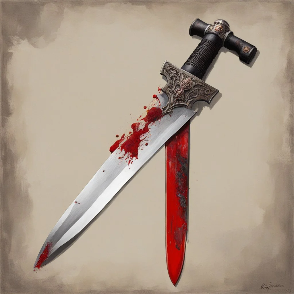 [art by Kupka] the name of this knife is "zombie killer", it is a nice bloody blade, well balanced in the hand. It destroyed a lot of zombies' brains