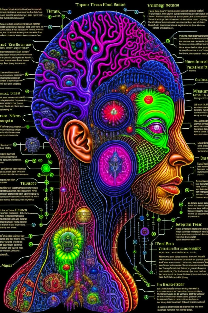 Fantasy00d Technical Diagram, Info graphic, Charts, of A Cosmic Anatomical Abomination Monster head, Info Graphic, Scientific, Data Diagram, Nervous System, Galaxy, Radioactive Colors, Midnight Aura, Ultra Detailed, H.R. Giger, Max Ernst, Thomas Kinkade, Robert Gonsalves, Dark Galaxy Background