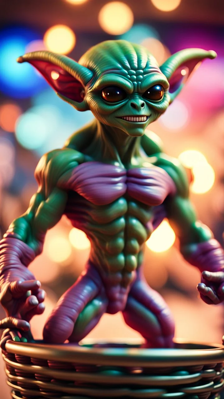 alien gremlin virgin pimp basket team flexing muscles in heaven,bokeh like f/0.8, tilt-shift lens 8k, high detail, smooth render, down-light, unreal engine, prize winning