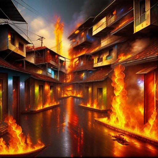 Favela, fire, burning