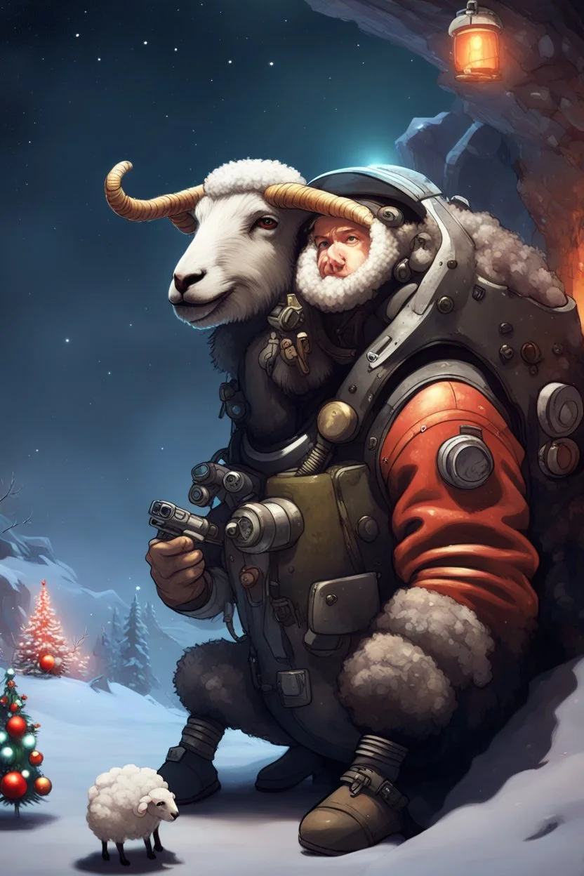 sweet dreams of the neanderthal space cadet strangle hold cyberpunk sheep xmas with club and cave fire in the style of fallout 4