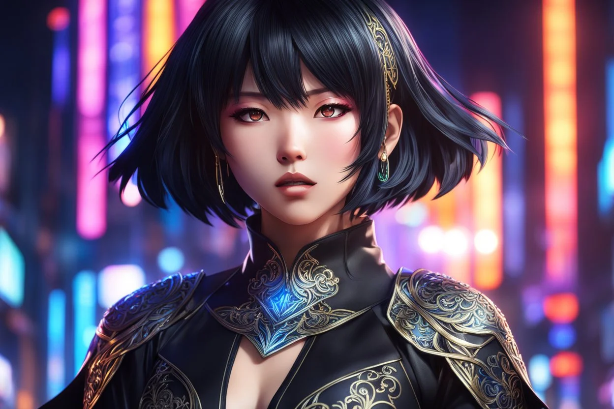 Hot Asian, mouth cover, in 8k solo leveling shadow artstyle, silk costum, short black hair, dynamic pose, oshare kei, hurufiyya, rtx , neon lights, intricate details, highly detailed, high details, detailed portrait, masterpiece,ultra detailed, ultra quality