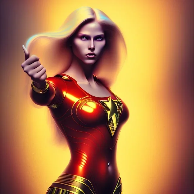 blonde superwoman. oil on canvas, kodachrome, volumetric light