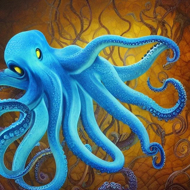 stunning, photoillustrative octopus in an underwater cerulean ocean, artwork, Flickr, 8 k, detailed matte, fine-detailed, high-quality, in the style of George Grie, Anne Dittman, Anne Stokes, Lisa Parker, Selina French, alphonse mucha