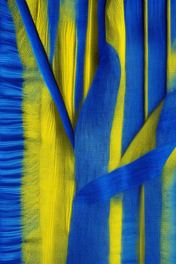 image woven from blue silk and yellow velvet strips