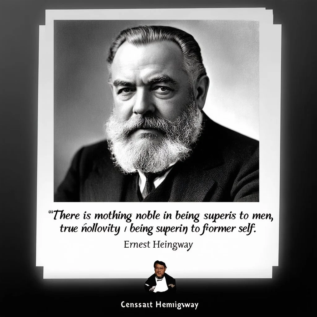"There is nothing noble in being superior to your fellow men; true nobility is being superior to your former self." - Ernest Hemingway