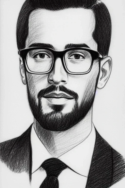 Pencil sketch of a Man with Glasses on lined paper