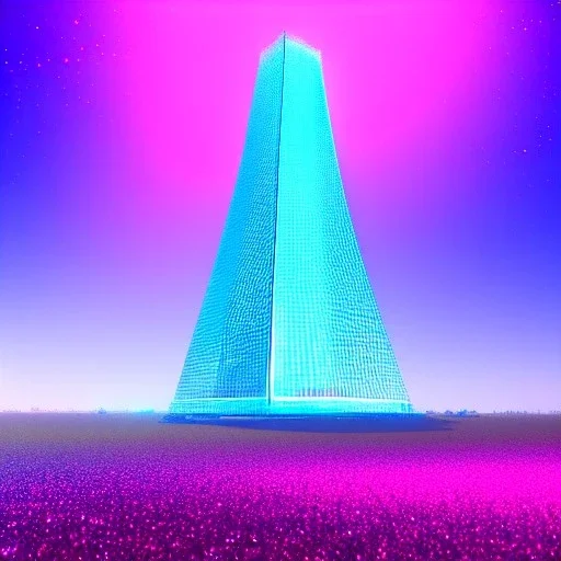 Blue futuristic cristal tower in a flowery countryside, glitter pink in a galactic ambiance, delicate colors in the foreground, full of details, smooth, light effect，vaporwave colorful, smooth, extremely sharp detail, finely tuned detail, ultra high definition, 8 k, unreal engine 5, ultra sharp focus