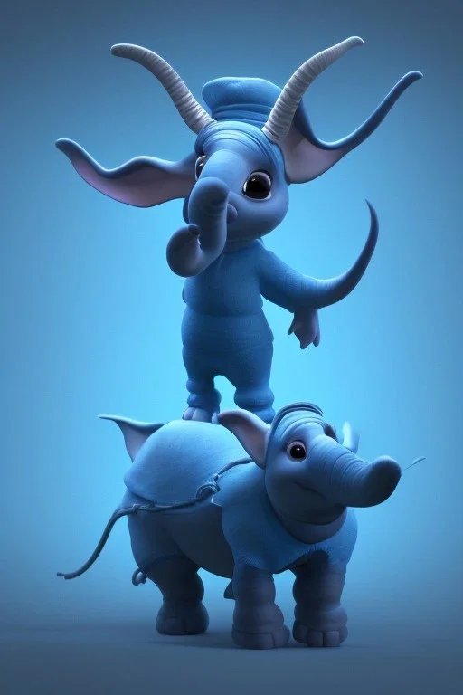 3D render of a Dumbo on a dark blue background, digital art