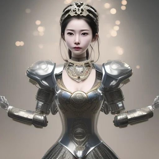 hyper realistic, beautiful smooth realistic Japanese goddess robot, run on dark cosmos background, cat еye, extremely sharp detail, finely tuned detail, ultra high definition, 8 k, unreal engine 5, ultra sharp focus, accurate sword wings, positive smile, lot of details, fit within portrait, Ambiance winter, perfect composition, perfect hair,