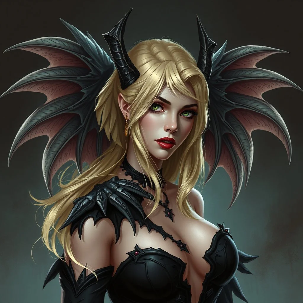 a blonde fantasy woman who is half human and half gargoyle, gothic, digital art, stylised