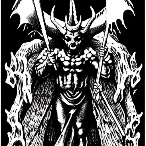 Devil demon satan king knights war code prophecy black and white