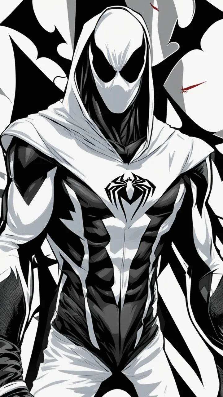 Venom spiderman with assassin creed Clothes black suit with white Hody