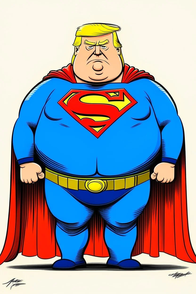 fat superman with donald trump's head