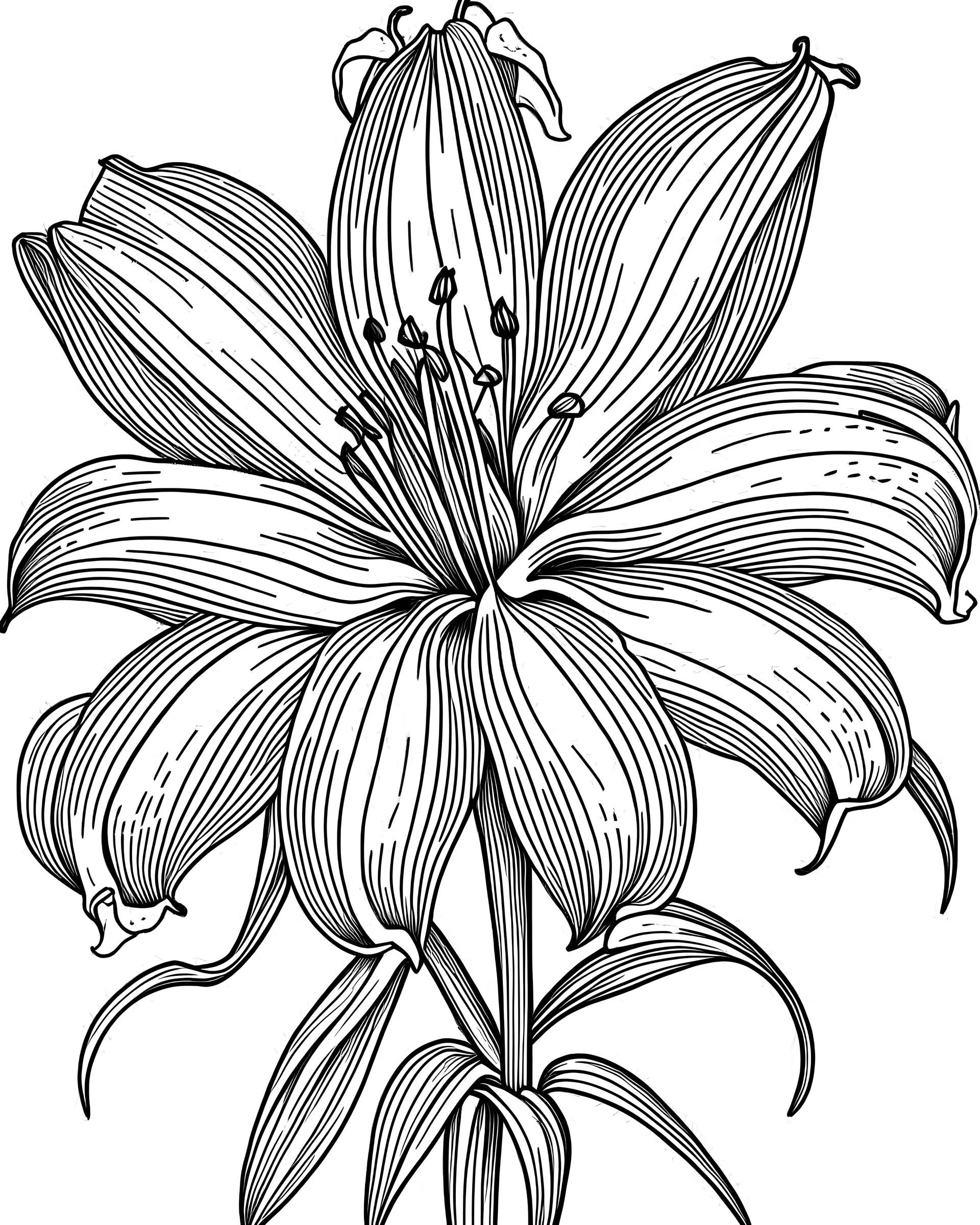 real massive Lily flower coloring page