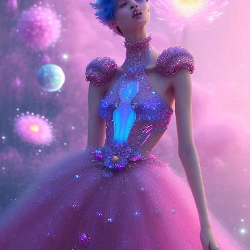  glitter and cristal flower pink and blue in a galactic ambiance, delicate colors in the foreground, full of details, smooth, light effect，vaporwave colorful, smooth, extremely sharp detail, finely tuned detail, ultra high definition, 8 k, unreal engine 5, ultra sharp focus