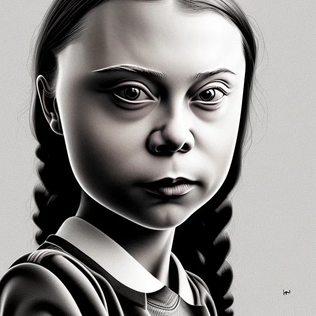 portrait of Greta Thunberg inquisitive