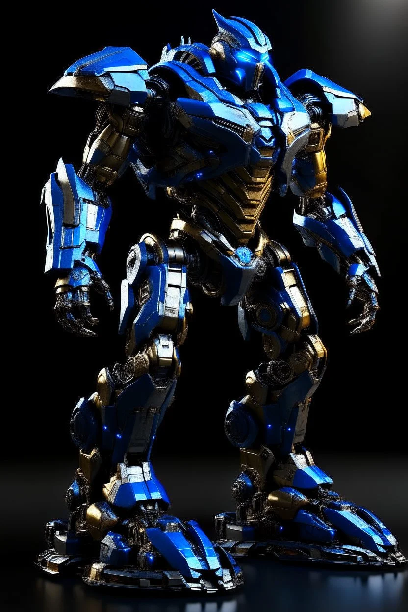 Ironclad is a formidable and imposing presence on the battlefield. Standing at a towering height of 8 feet, it commands attention with its massive frame. Its entire body is covered in a combination of sleek metallic plating and luminescent blue energy accents, creating a striking and futuristic aesthetic.