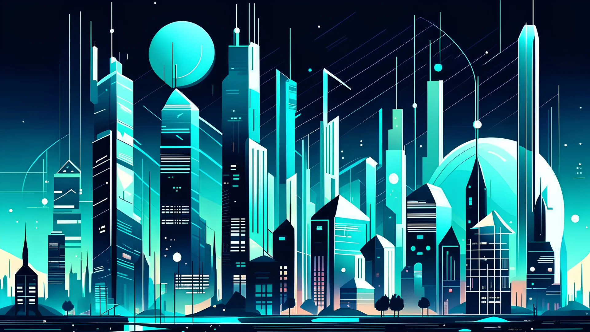 A vector graphic of futuristic city