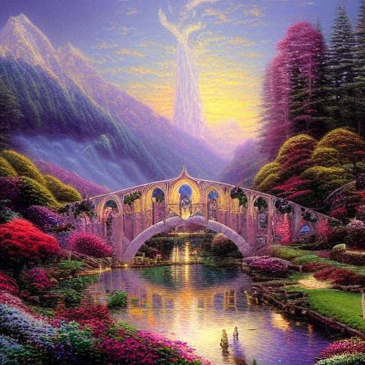 Rivendell from the lord of the rings thomas kinkade