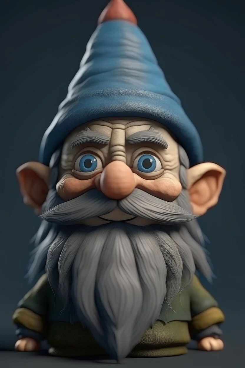 Portrait of a young male gnome with long hair, small, intelligent eyes, small, angular face, aquiline nose,