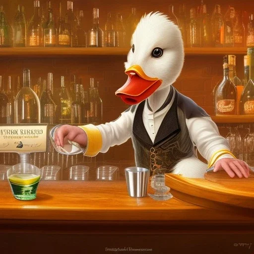 An Aylesbury Duck Being a Bartender in a Tavern