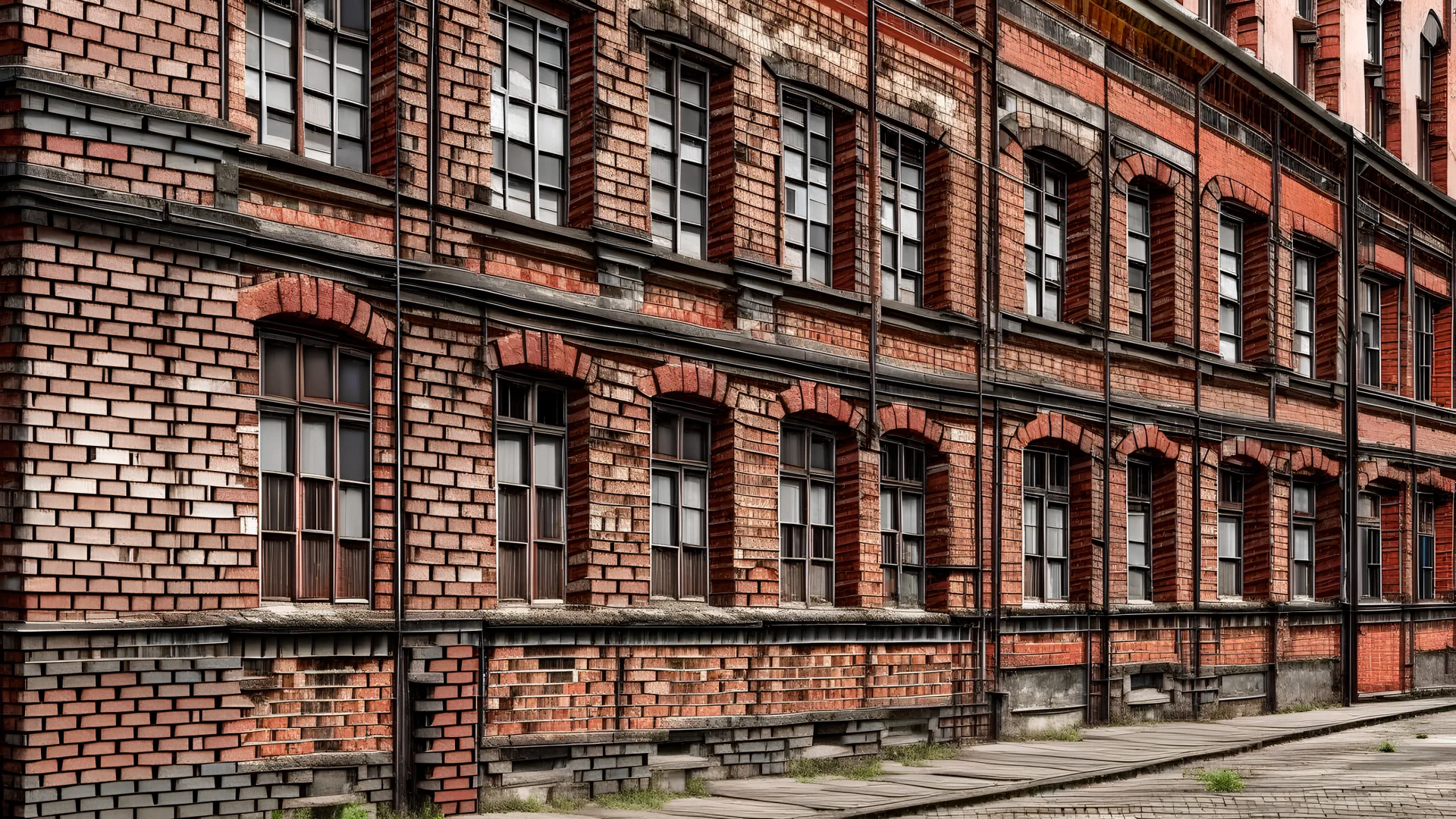 OLD BRICK BUILDINGS , WALKWAY , Street view