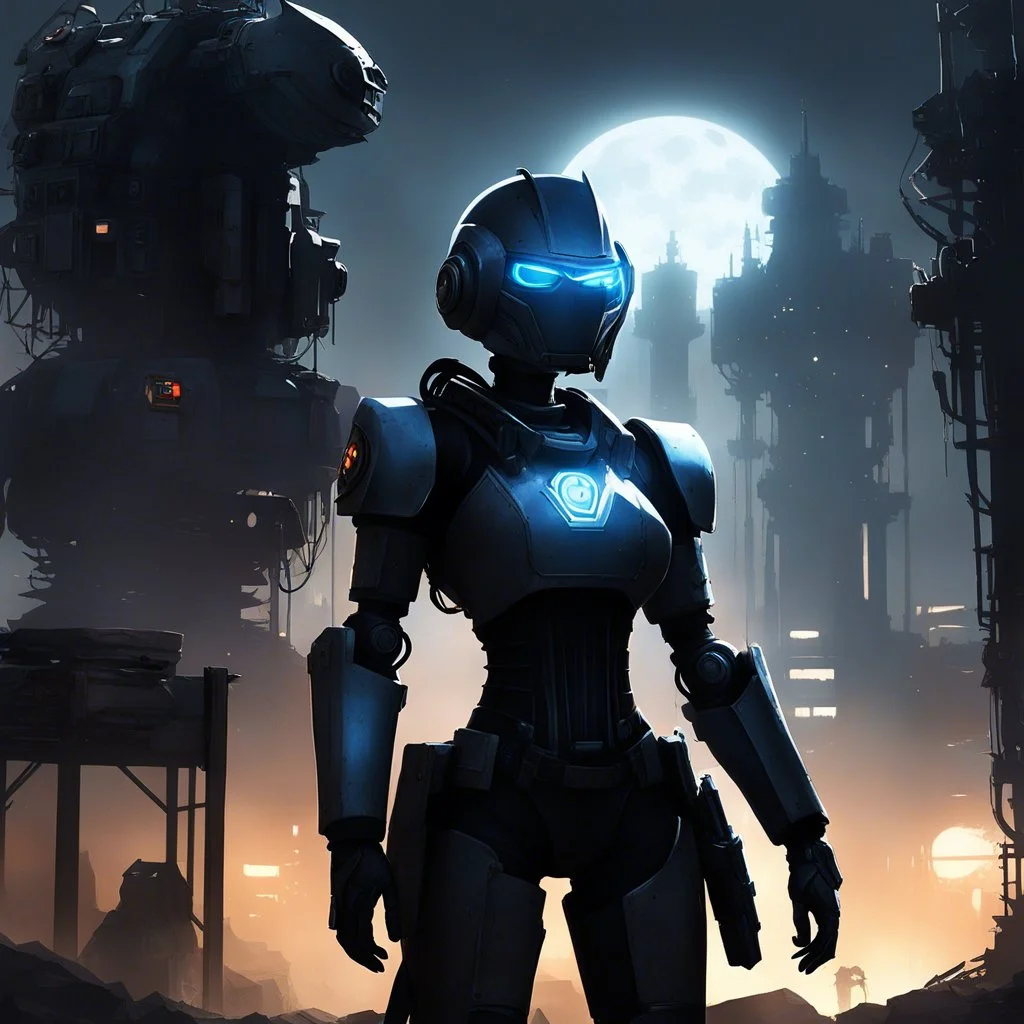[post-apocalyptic nurse, dirty dust shadows, glowing lights] As she neared the heavily fortified complex, the imposing silhouette of the dark robot HQ loomed before her. She took a deep breath, suppressing the flicker of fear that threatened to rise within her. She had trained for this moment, honing her acting skills, studying the patterns of the robots' behavior, and assimilating herself into their cold and calculated world. With her disguise intact, Nancy navigated the maze-like corridors of