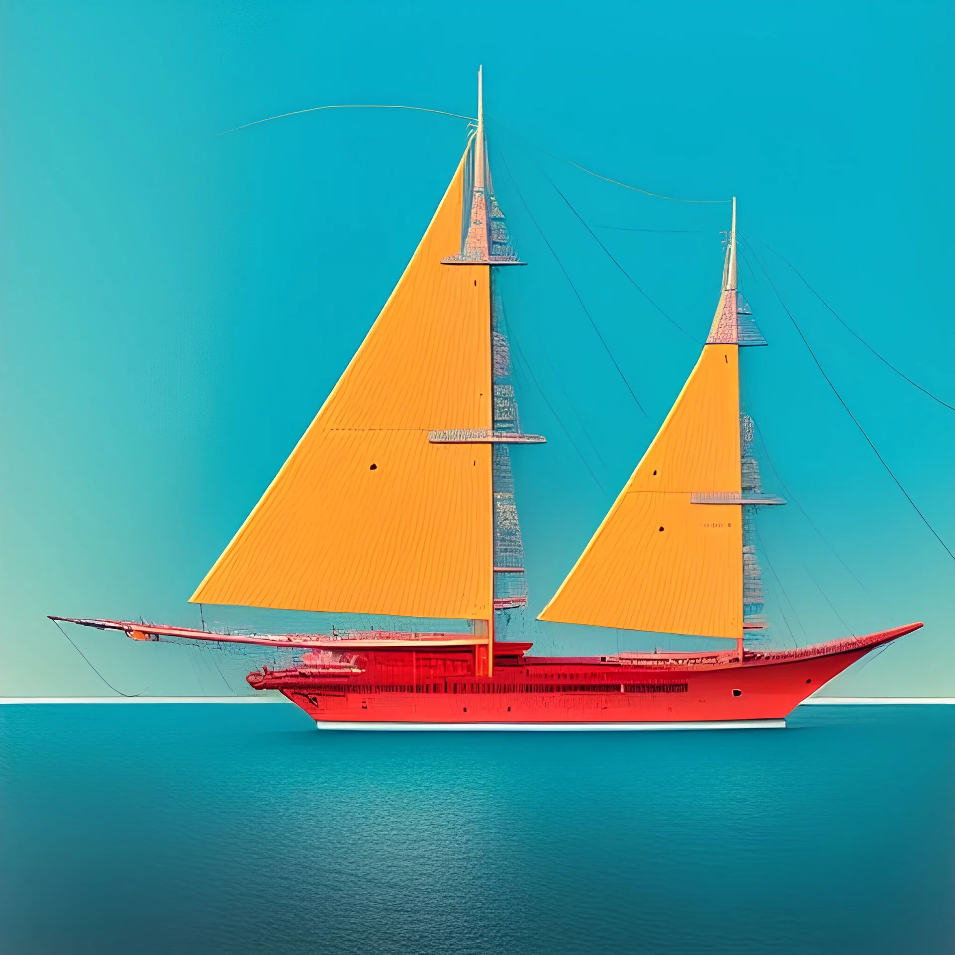 fullbody Drawing of 'sketch of SailShip ',intricate detail,andrea bonelli,Kilian Eng,Ohrai,evan lee,Aleksandr Sidelnikov,KyuYong Eom,three quarters frontal aerial view,toned colors,16k