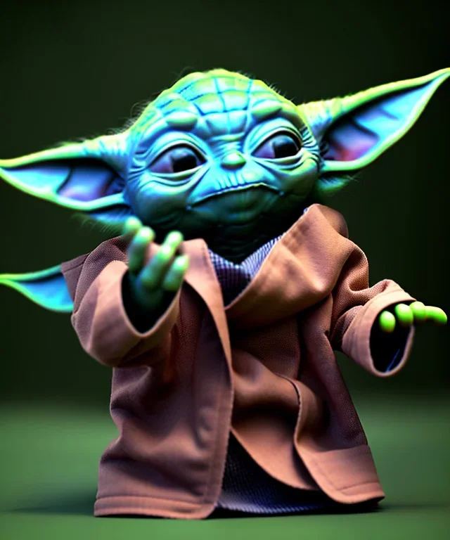 Yoda toddler, full body, soft skin, dramatic lighting, hyper realistic