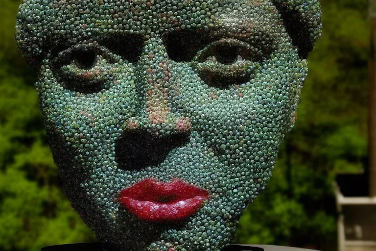 Single Human face made out of marbles by borglum