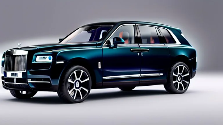 Black Luxury Rolls Royce Cullinan , Photorealistic, 4K, Ultra Detailed, Front Quarter View