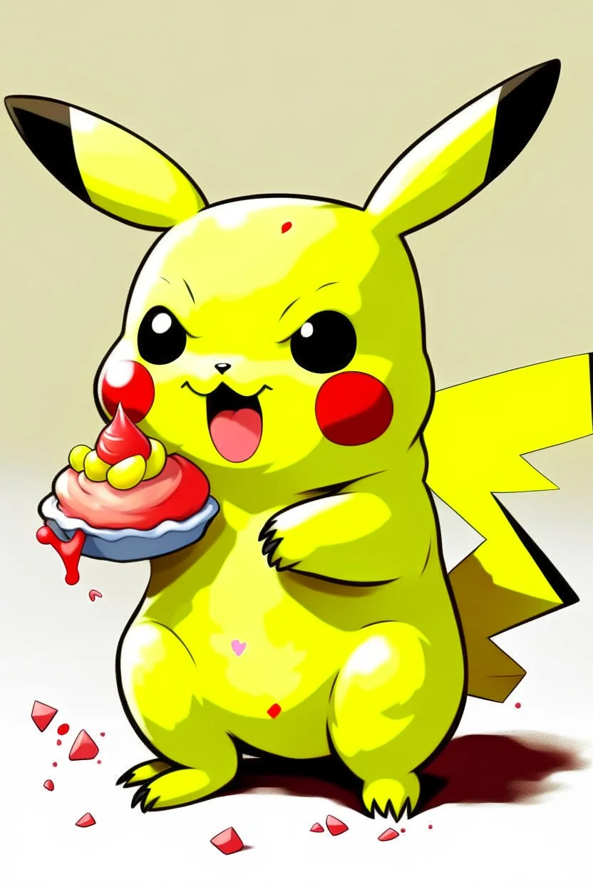 Pikachu eating cupcake