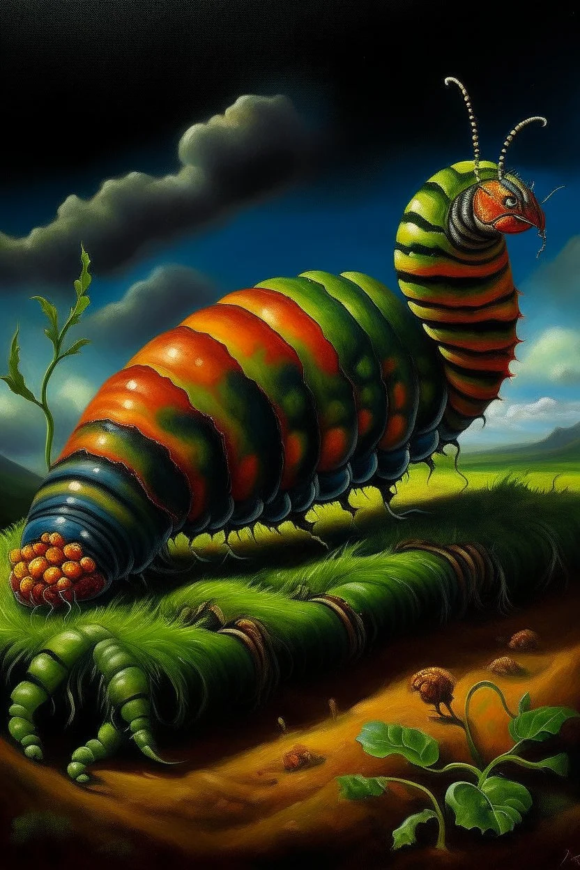 horse caterpillar, prize winning oil painting,book cover illustration