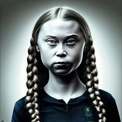 portrait of Greta Thunberg smoking