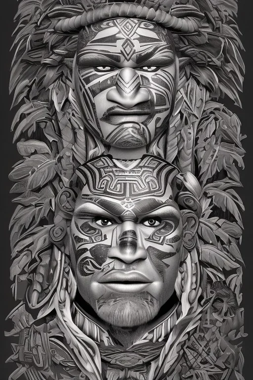  Portrait Maori Chief iron maiden Maori tribal tattoos, bow with arrows, full detail, 128k,