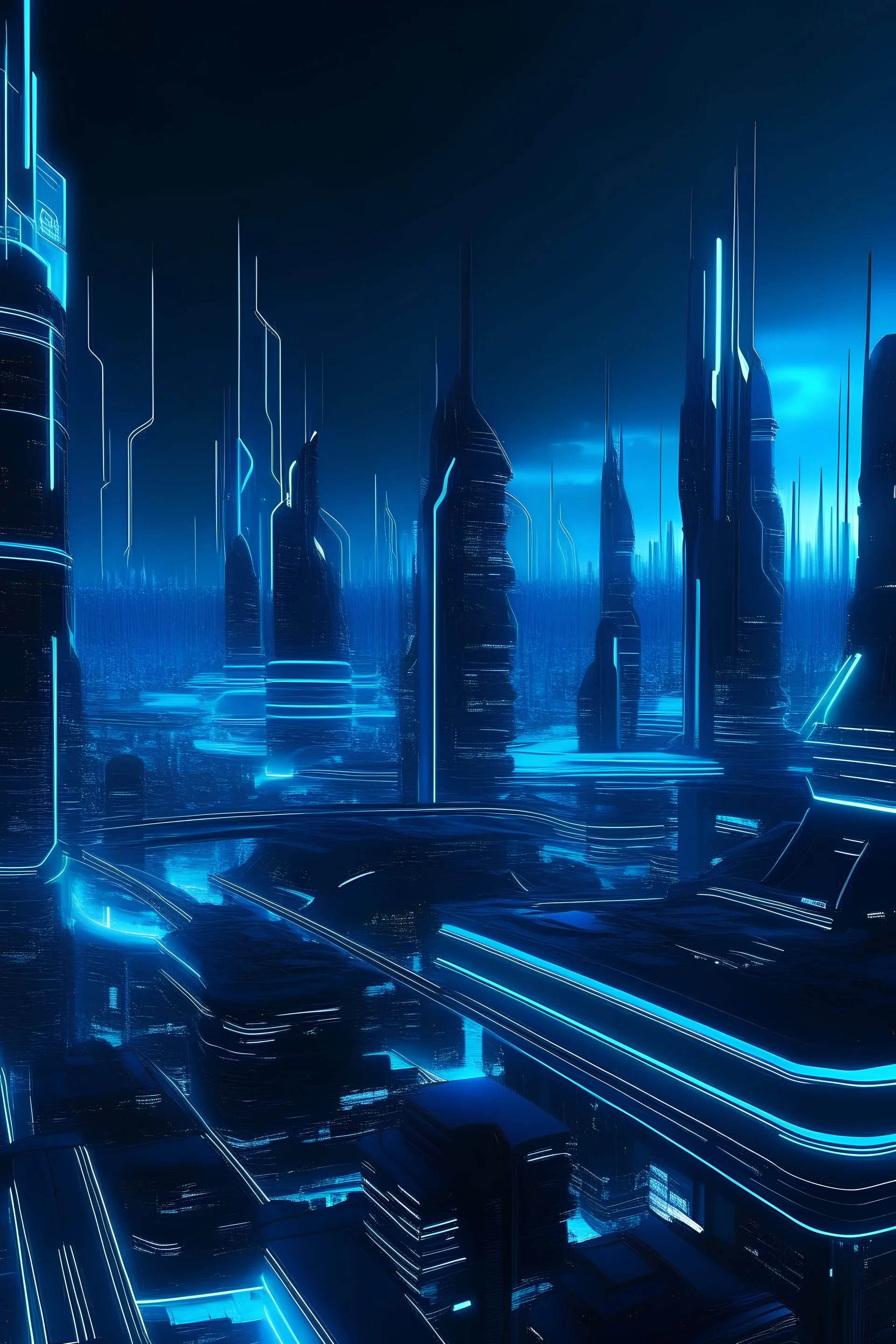 Energy of the future, blue, city, neon