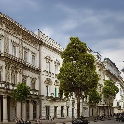 Beaux Arts architecture, +palladio+liveable street+detailed facades+green city, uphill road, trees +Bueno Aires, vienna, by felix kelly