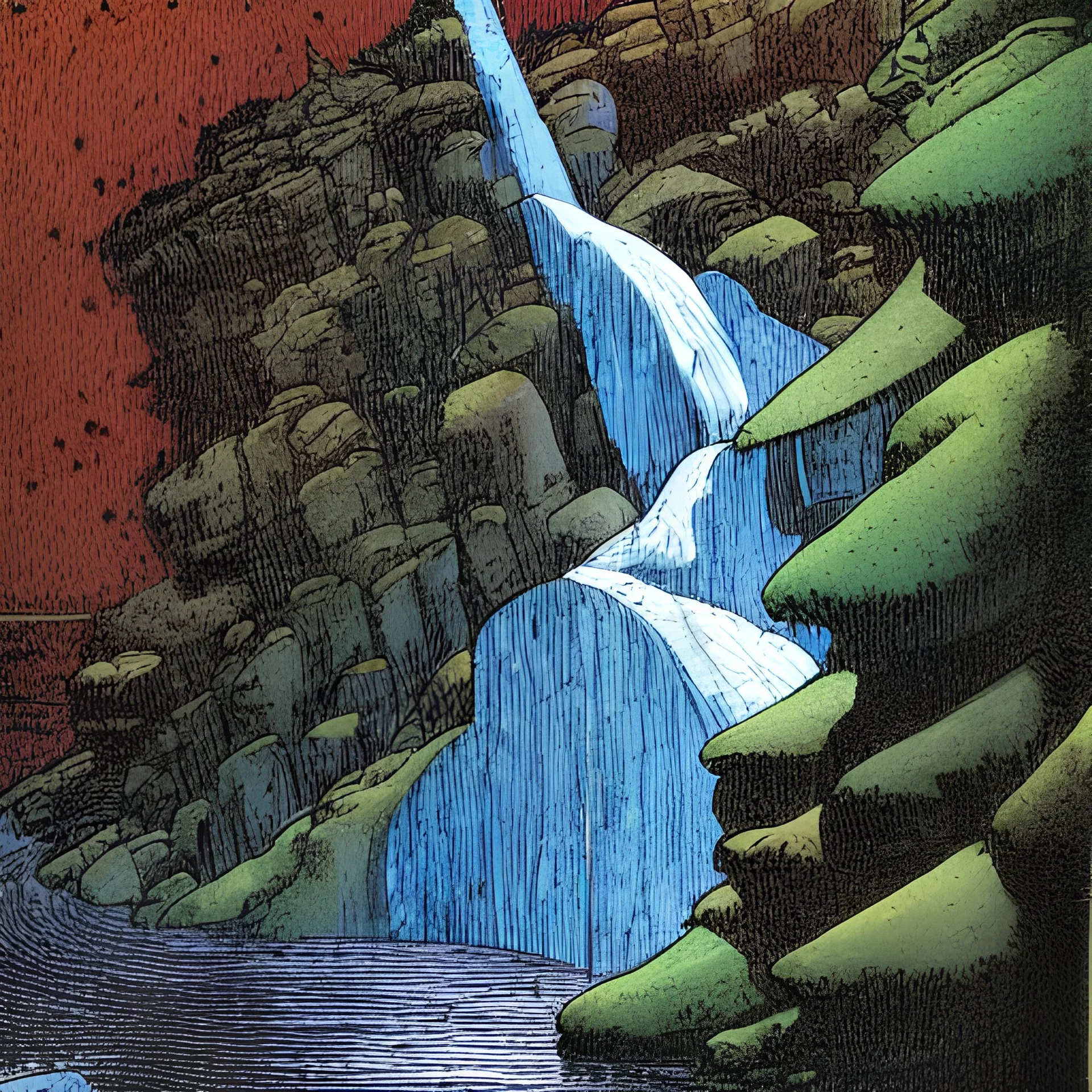 A waterfall by Moebius