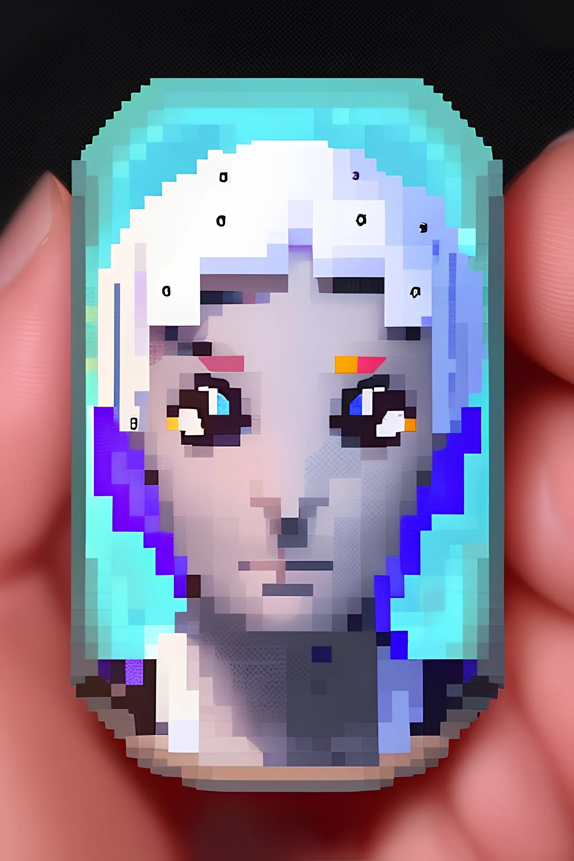 A tiny work of art in the palm of your hand - a coin with the visage of a pixel art character.each contour chosen with care, this masterpiece the essence of retro gaming nostalgia in a single glance.theblocky design of the character's head is a testament to the beauty that can be found in simplicity