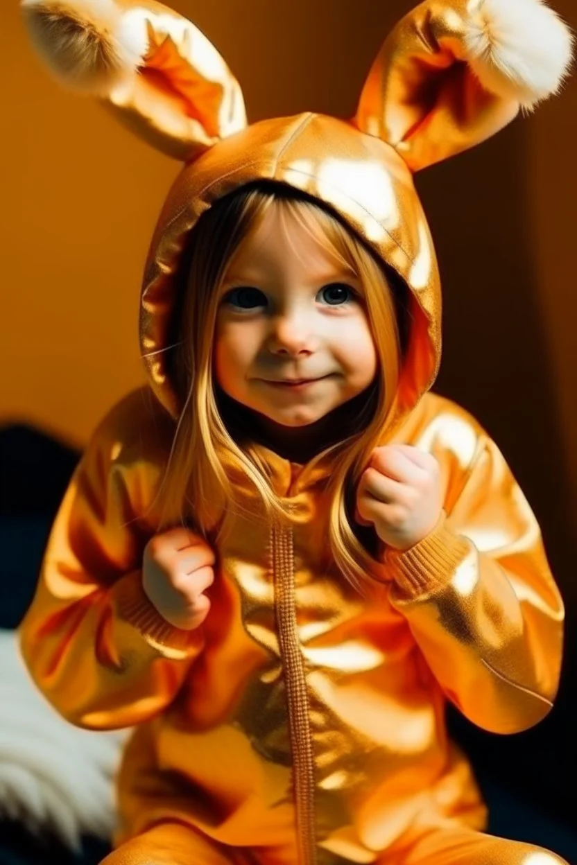 girl in a gold bunny suit