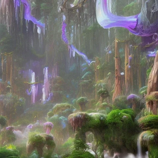 Avatar Pandora forest neon glowing plants fantasy purple blue green vibrant HD high definition 4K detailed lush beautiful tropical misty sparkles