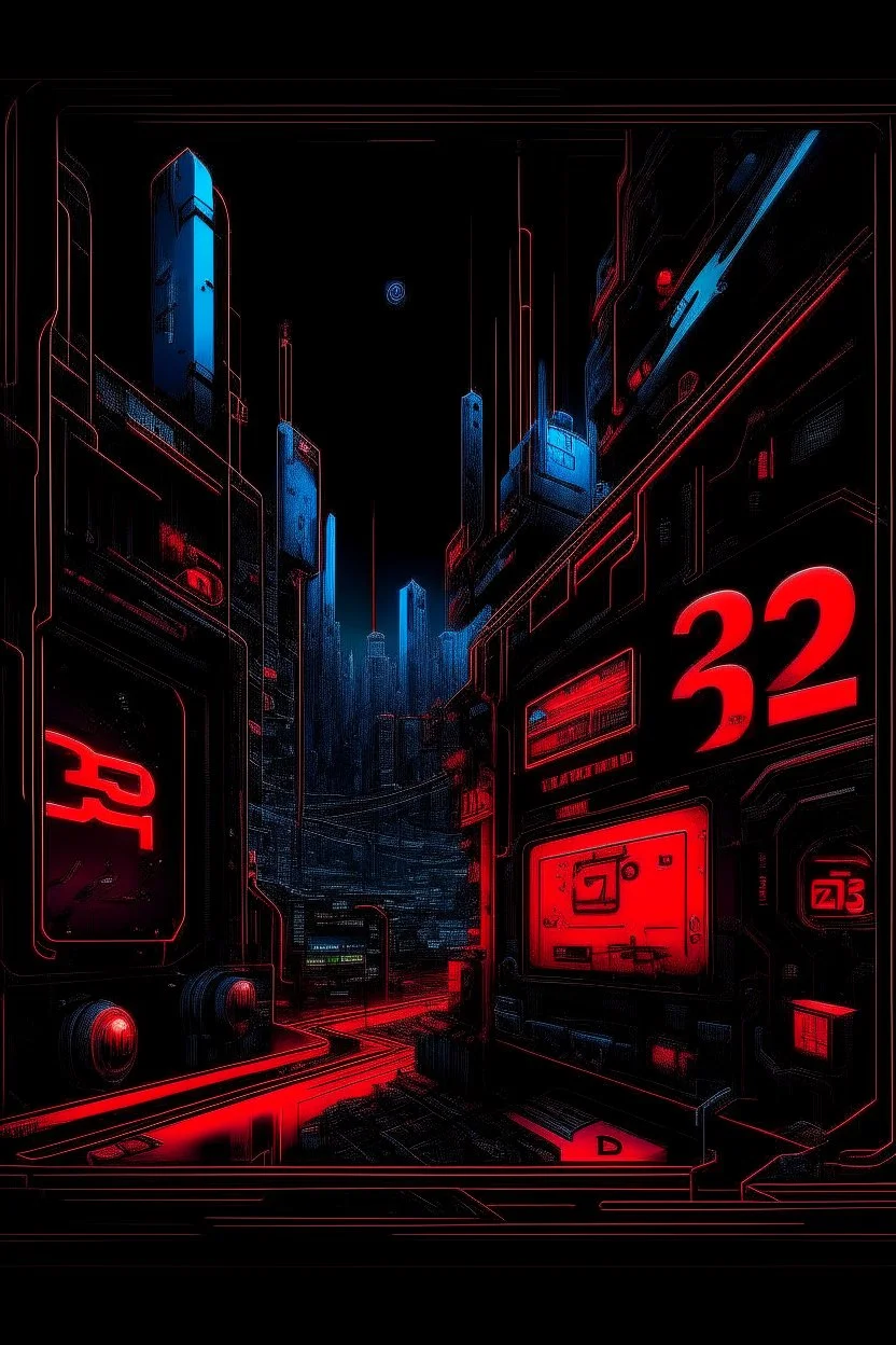 pos-apocalyptic cyberpunk city, an outdoor plaque showing the number 2222, abstract black painting, illuminated red neon, concept art, dark, high contrast, make it as a sticker