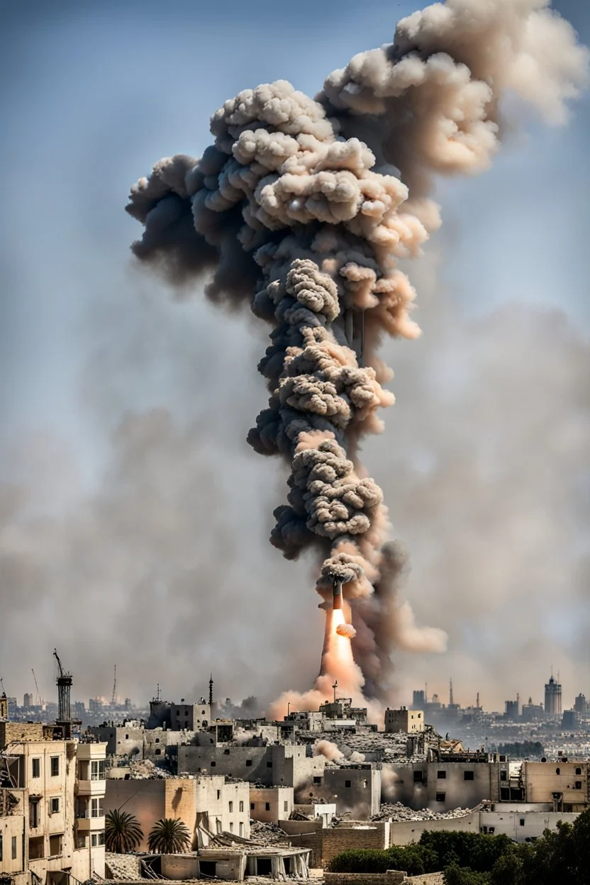 A plume of smoke rises in the sky of Gaza City during an Israeli airstrike, Oct. 9, 2023, as Israel’s military relentlessly pounded the Palestinian territory overnight and into the day as fighting with Hamas continued. [Mahmud Hams/AFP]