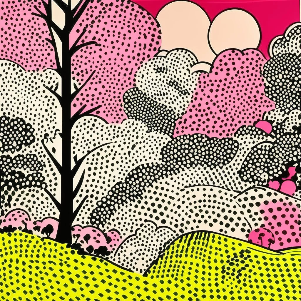 A pink woolly wonderland painted by Roy Lichtenstein