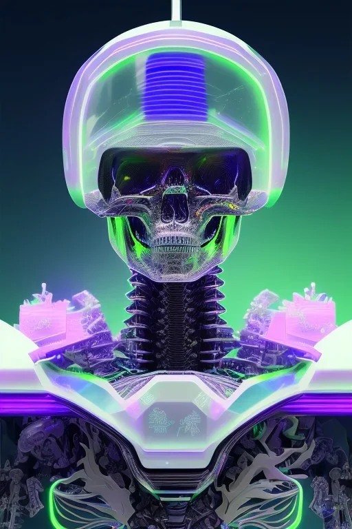 Futuristic Neon crystal skeleton samurai smoke