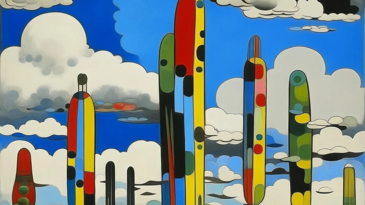 Clouds with totem poles painted by Wassily Kandinsky