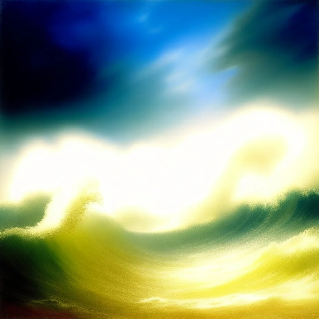 a big wave by William Turner painting, blue sky bright