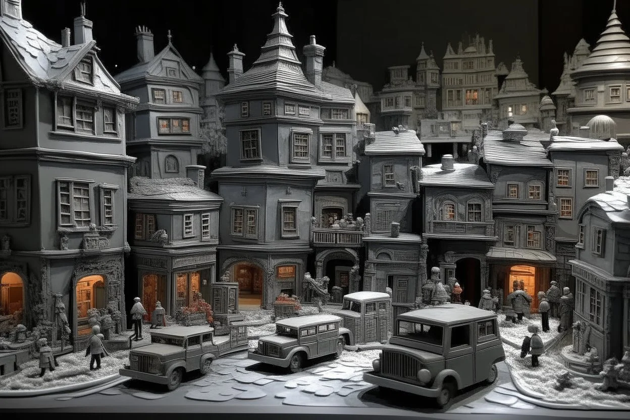 A gray town made out of toys painted by Francis Danby